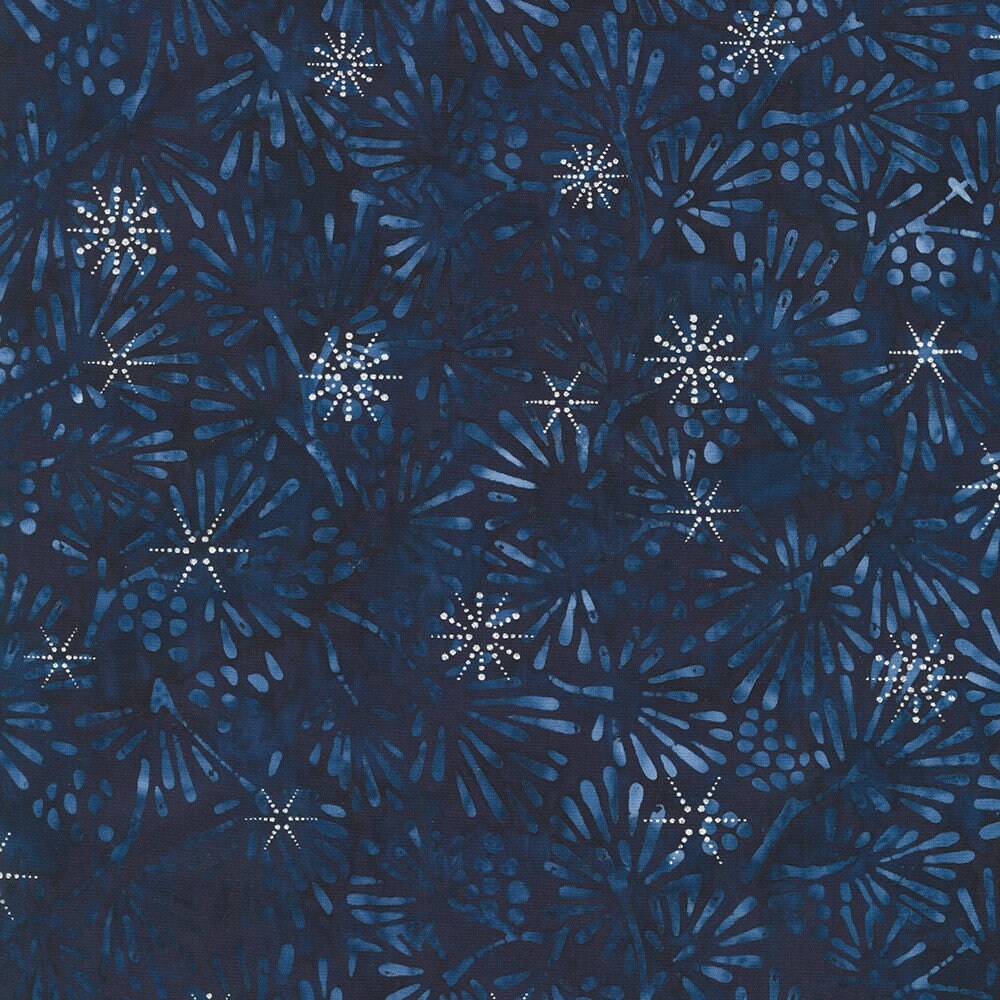 Winter Wonderland Evening Charm Squares, Robert Kaufman CHS-1136-42, Christmas Winter Metallic Batik Fabric, 5" Inch Precut Fabric Squares