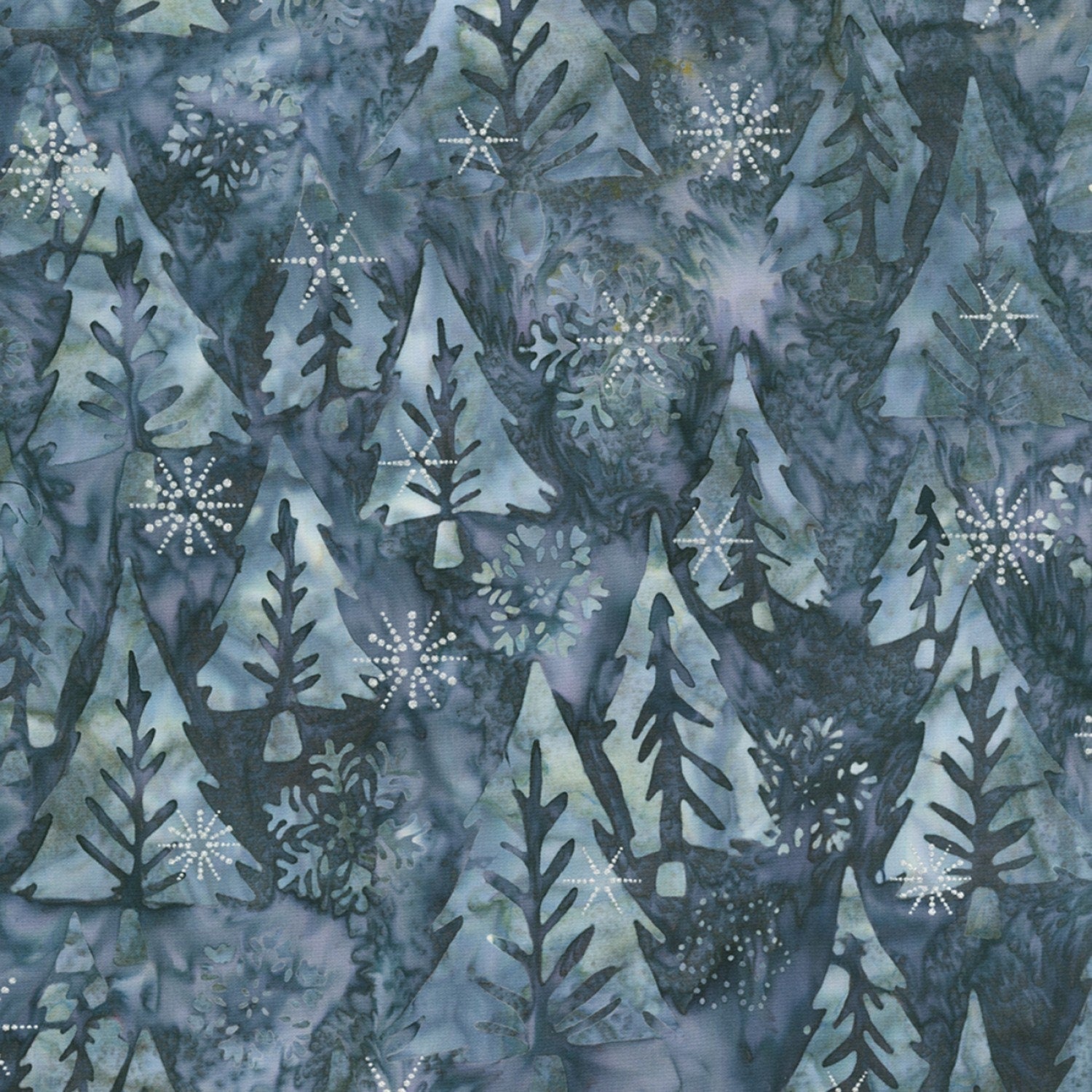Winter Wonderland Graphite Charm Squares, Robert Kaufman CHS-1135-42, Christmas Winter Metallic Batik Fabric, 5" Inch Precut Fabric Squares