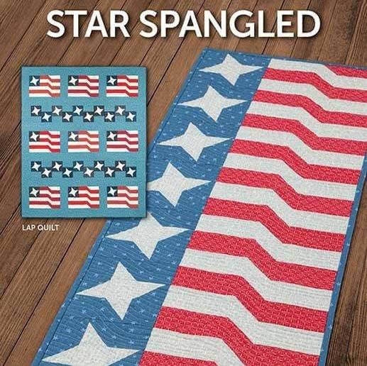 Star Spangled Table Runner Quilt Pattern, Atkinson Designs ATK212, Fat Quarter FQ Friendly, Modern Patriotic Flag Table Throw Quilt Pattern