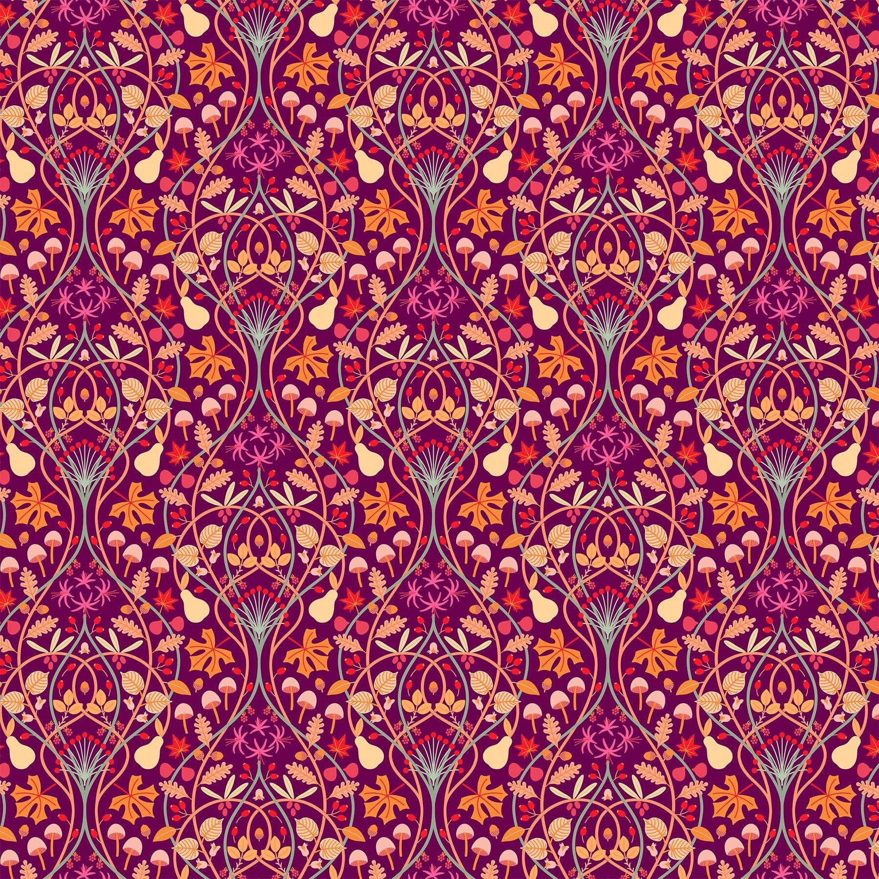 Splendor Tiles, Figo TSPLEN42-10, 10" Inch Precut Fabric Squares, Pink Purple Orange Green Floral Layer Cake Fabric