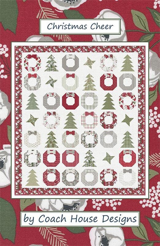 Christmas Cheer Quilt Pattern, Coach House Designs CHD-2245, Layer Cake Friendly, Christmas Xmas Trees Wreaths Lap Throw Quilt Pattern