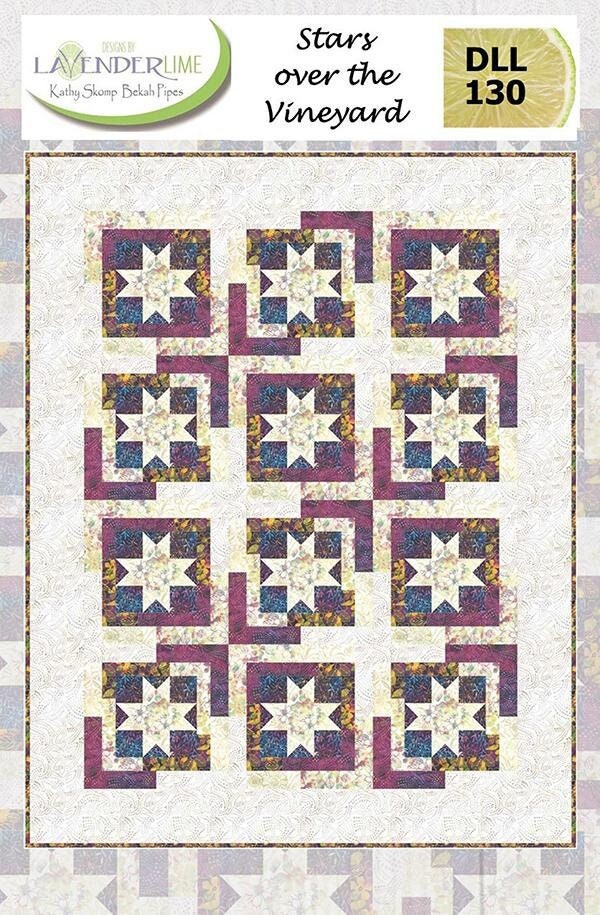 Stars Over the Vineyard Quilt Pattern, Designs by Lavender Lime DLL130, Yardage Friendly Star Throw Quilt Pattern