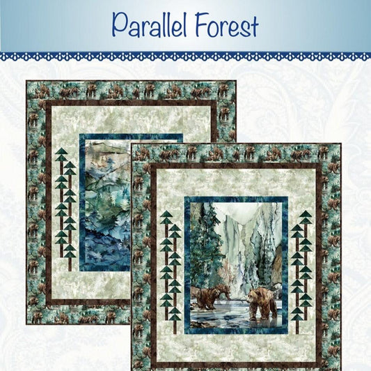 Parallel Forest Quilt Pattern, Bound to Be Quilting BTBQ336, Fabric Panel Friendly Throw Quilt Pattern, Panel Frame Trees Quilt Pattern