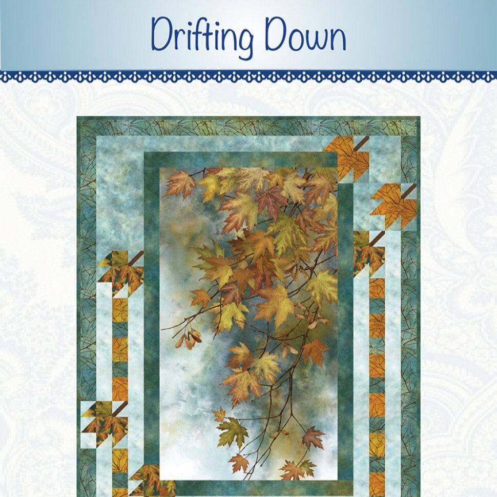 Drifting Down Quilt Pattern, Bound to Be Quilting BTBQ373, 24" Fabric Panel Friendly Throw Quilt Pattern, Autumn Leaves Panel Frame Pattern