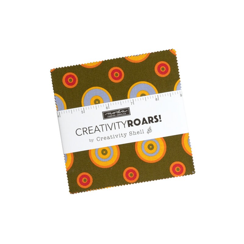 Creativity Roars Charm Pack, Moda 47540PP, 5" Inch Precut Fabric Squares, Bright Geometric Quilt Fabric, Shelancia Daniel, Creativity Shell