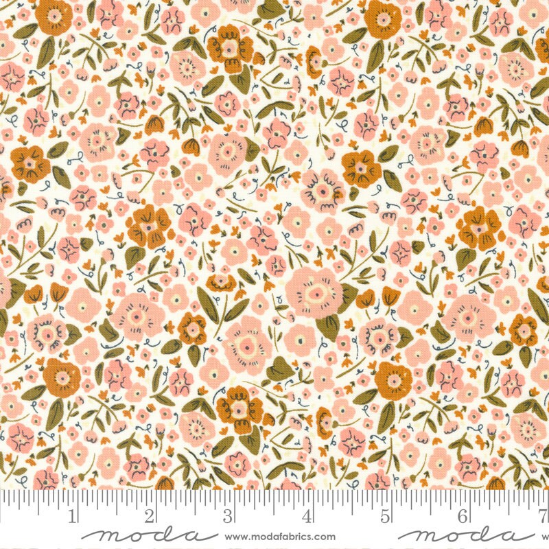 Quaint Cottage Layer Cake, Moda 48370LC, 10" Precut Fabric Squares, Teal Green Pink Brown Floral Layer Cake Fabric, Gingiber