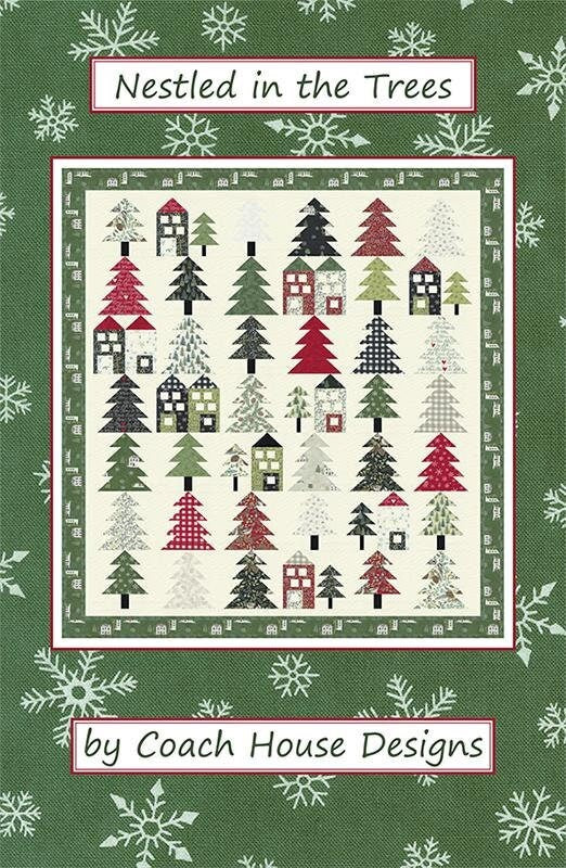 Nestled in the Trees Quilt Pattern, Coach House Designs CHD-2253, Layer Cake Friendly, Christmas Xmas Houses Trees Lap Throw Quilt Pattern