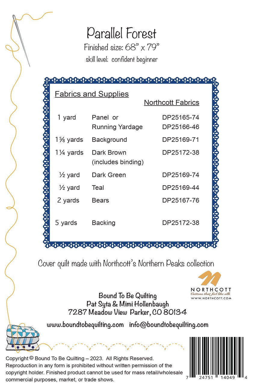 Parallel Forest Quilt Pattern, Bound to Be Quilting BTBQ336, Fabric Panel Friendly Throw Quilt Pattern, Panel Frame Trees Quilt Pattern