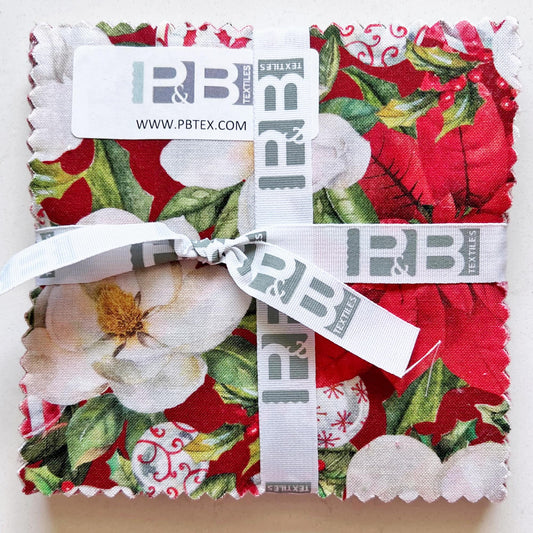 Ornamental Christmas Charm Pack, P & B Textiles OCHR5X5, Christmas Xmas Quilt Fabric Squares, 5" Inch Precut Fabric Squares