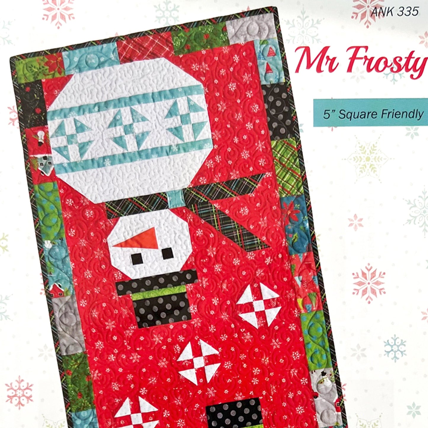 Mr Frosty Table Runner Quilt Pattern, Anka's Treasures ANK335, Charm Squares Friendly Snowman Table Runner Pattern