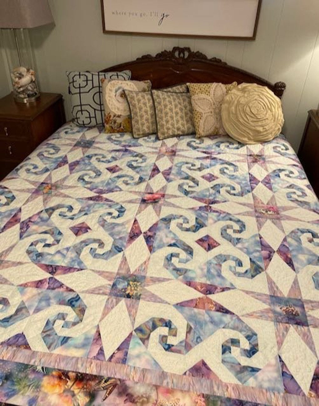 Tranquility Quilt Pattern, Quilted Garden Designs QGD194, Storm at Sea Snails Trail Quilt Pattern, Throw Bed Quilt Pattern, Jenice Belling