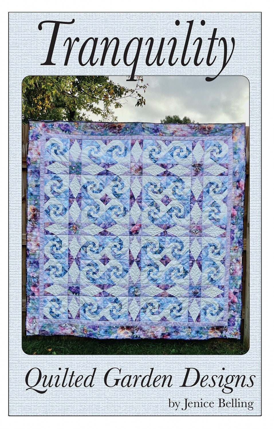 Tranquility Quilt Pattern, Quilted Garden Designs QGD194, Storm at Sea Snails Trail Quilt Pattern, Throw Bed Quilt Pattern, Jenice Belling