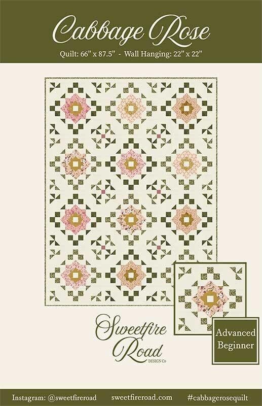 Cabbage Road Quilt Pattern, Sweetfire Road SFR0016, Yardage Friendly, Flower Throw, Table Topper or Wall Quilt Pattern, Natalie Crabtree