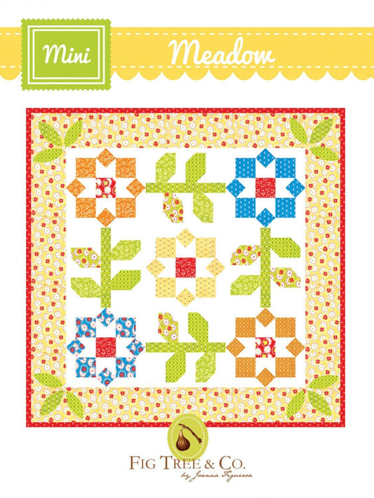 Mini Meadow Quilt Pattern, Fig Tree Quilts FTQ1652, Yardage Friendly Flower Table Topper Runner Wall Quilt Pattern
