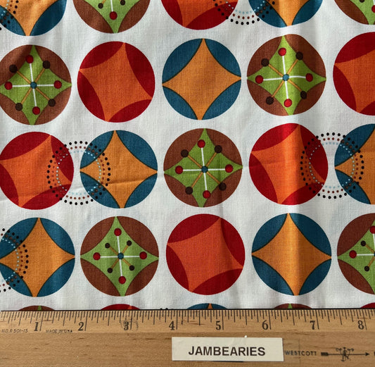 REMNANT 1 Yard 18" of Hooty Hoot Returns - Retro Mid Century Geometric Fabric, Riley Blake C3442, Cotton Quilt Fabric
