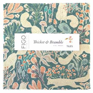 Thicket and Bramble Tiles, Figo TTHICK42-10, 10" Inch Precut Fabric Squares, Flora Fauna Nature Fabric, Jill Labieniec