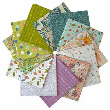 Thicket and Bramble 12 Piece Fat Quarter Bundle, Figo FQTHICK12-10, Green Lavender Teal Floral Quilt Fabric, 18 x 22 Fabric Cuts