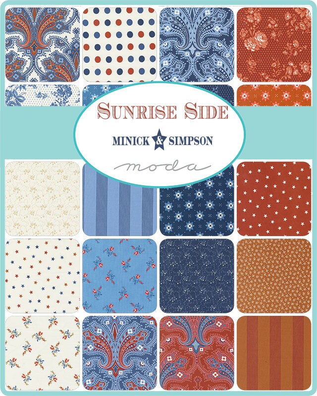 Sunrise Side Charm Pack, Moda 14960PP, 5" Inch Precut Fabric Squares, Patriotic Floral Paisley Charm Pack Fabric, Minick & Simpson