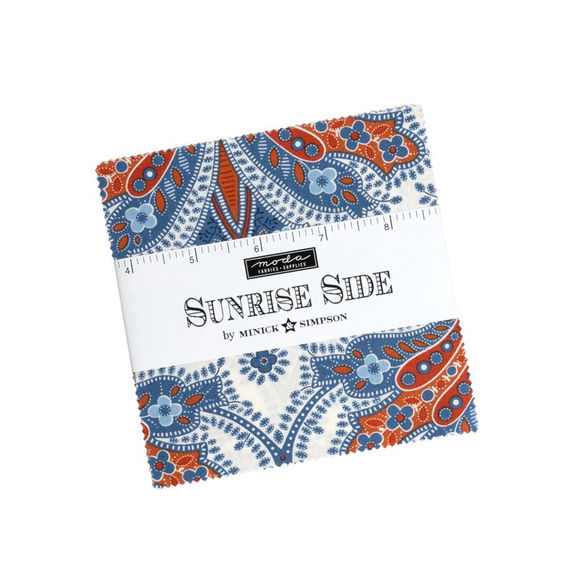 Sunrise Side Charm Pack, Moda 14960PP, 5" Inch Precut Fabric Squares, Patriotic Floral Paisley Charm Pack Fabric, Minick & Simpson