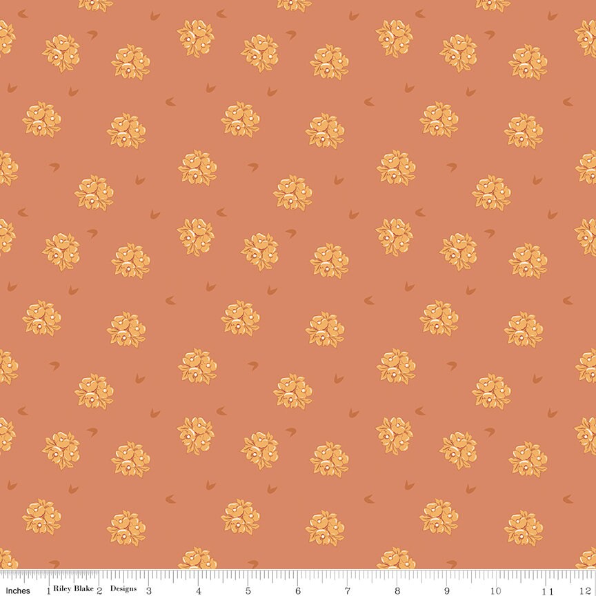 Petal Song 10" Stacker, Riley Blake 10-13710-42, Peach Mauve Gold Precut Quilt Fabric Squares, Corri Sheff