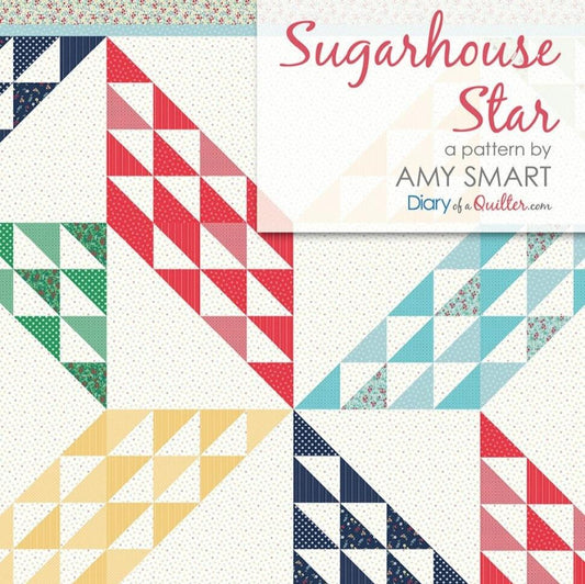 Sugarhouse Star Quilt Pattern, Diary of a Quilter DQ1902, Layer Cake Friendly, HST Star Square Throw King Bed Quilt Pattern, Amy Smart