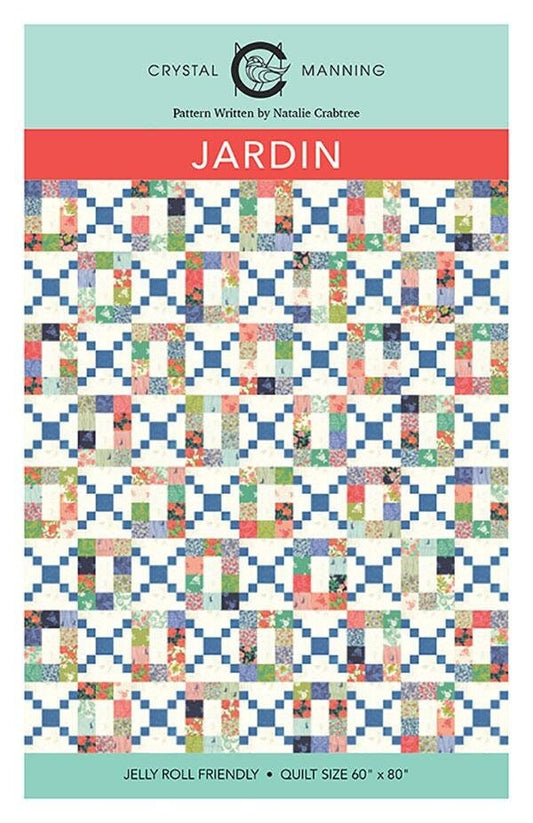 Jardin Quilt Pattern, Crystal Manning CMA881, Jelly Roll Strip Friendly, Modern Chain Throw Quilt Pattern