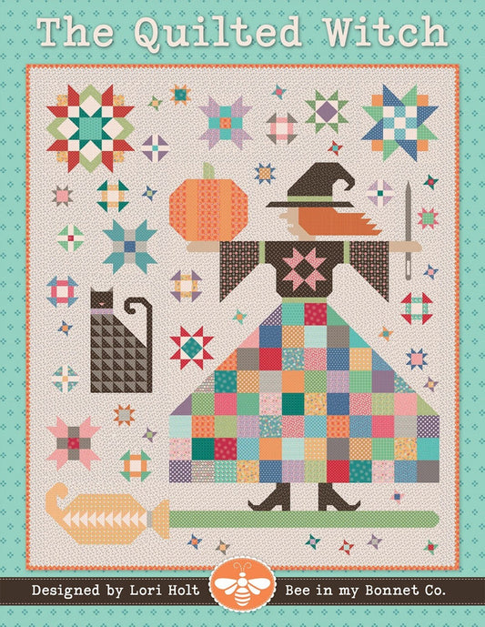 The Quilted Witch Quilt Pattern, ISE273, Halloween Sampler Quilt Pattern, BOM Quilt, Lori Holt, Bee in My Bonnet