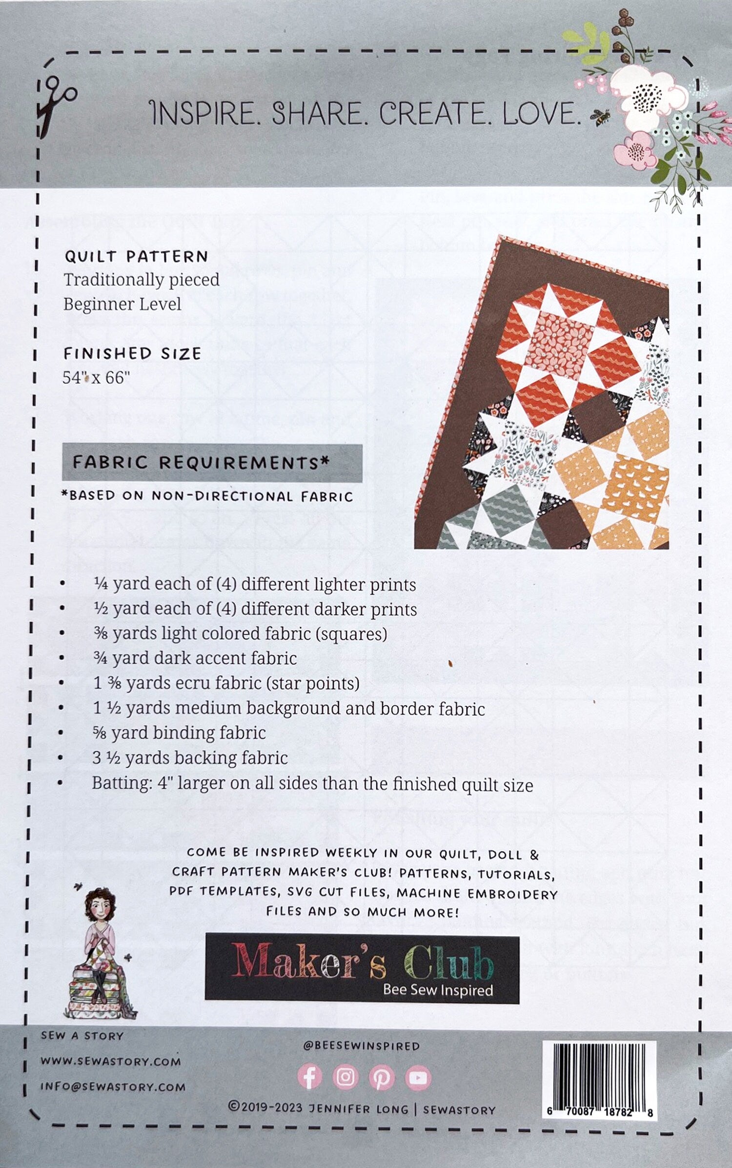 Lily Pads Quilt Pattern, Sew A Story P177-LILYPADS, Patterns for Yardage Friendly, Star Stars Throw Quilt Pattern