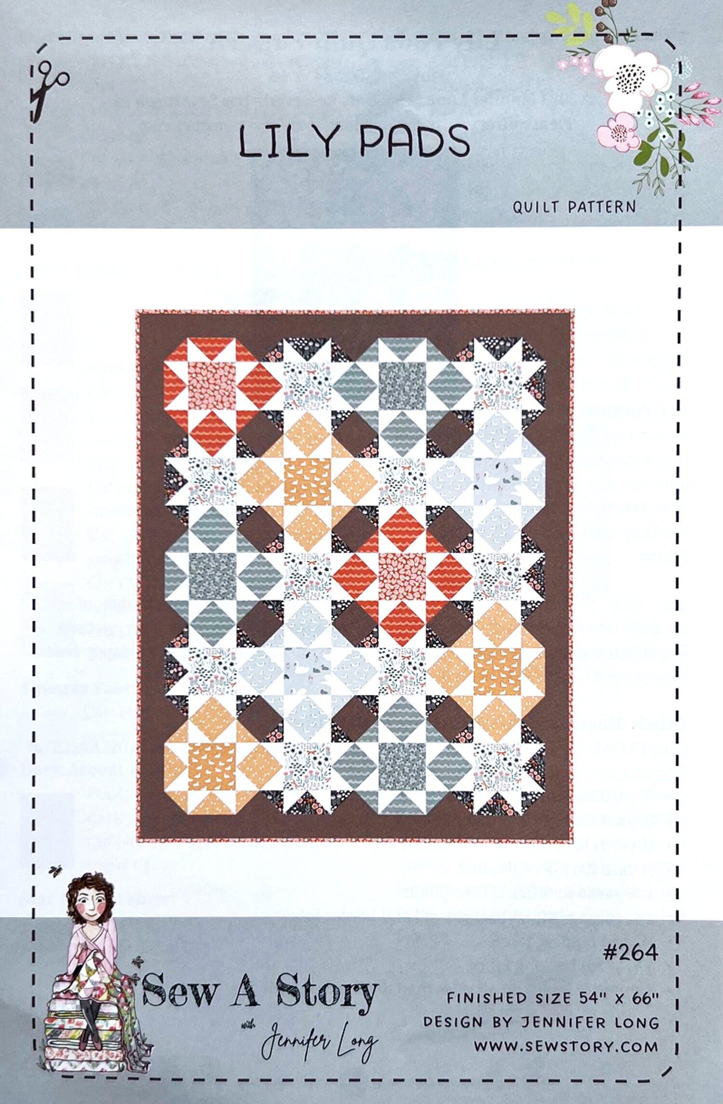 Lily Pads Quilt Pattern, Sew A Story P177-LILYPADS, Patterns for Yardage Friendly, Star Stars Throw Quilt Pattern