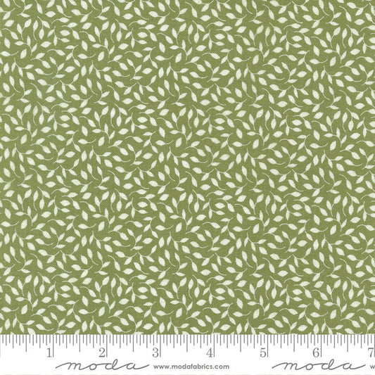 Main Street - Grass Green White Leaves Vines Fabric, Moda 55647-13, Green Quilt Blender Fabric, Sweetwater, By the Yard