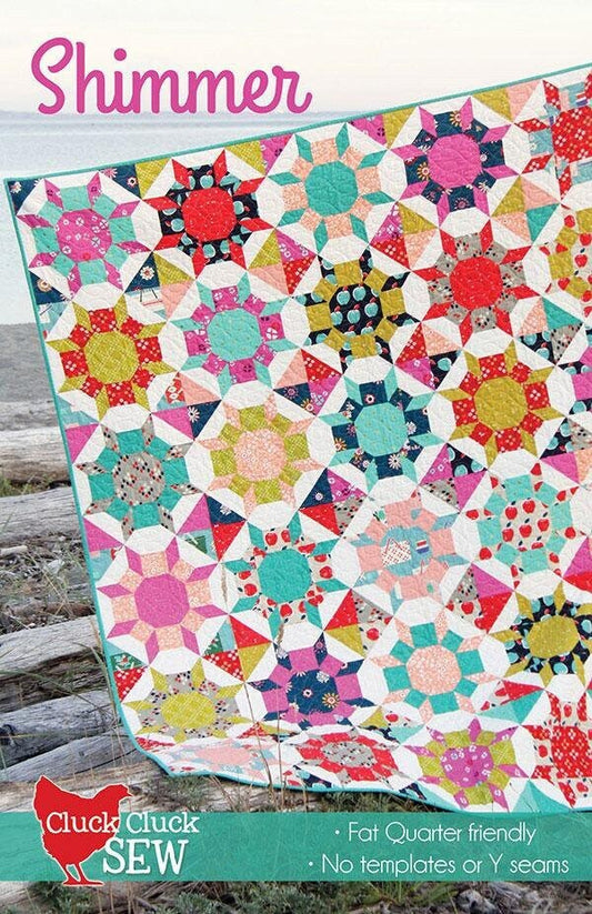 Shimmer Quilt Pattern, Cluck Cluck Sew CCS161, Fat Quarter FQ Yardage Friendly Quilt, Star Baby Throw Twin Queen King Bed Quilt Pattern