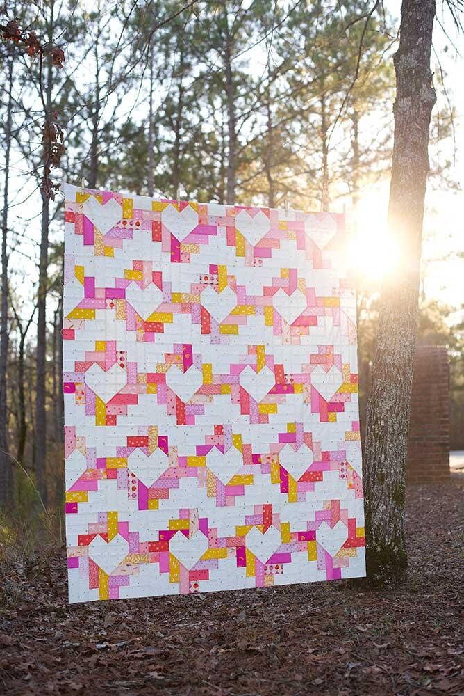 Heartspun Quilt Pattern, Modernly Morgan MM020, Fat Quarter FQ Friendly Pattern, Heart Hearts Baby Throw Square Quilt Pattern, McCollough