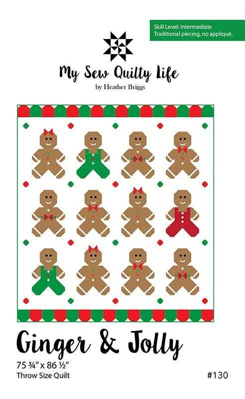 Ginger and Jolly Quilt Pattern, My Sew Quilty Life MSQL130, Christmas Xmas Gingerbread People Quilt Pattern, Scrap Friendly Pattern