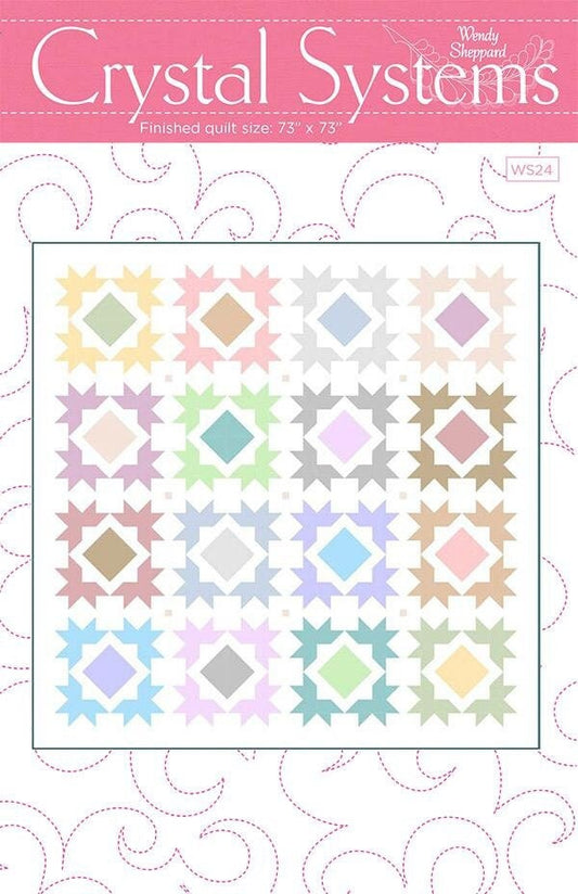 Crystal Systems Quilt Pattern, Wendy Sheppard WS24, Yardage Friendly Pattern, Square Throw Quilt Pattern