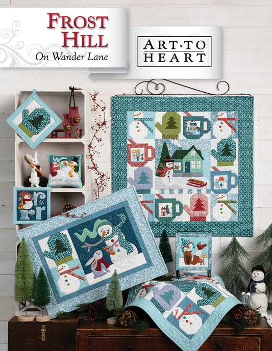 Frost Hill On Wander Lane Quilt Pattern Project BOM Book 1, Art to Heart ATH168P, Winter Xmas Snowman Sewing Quilt Project, Nancy Halvorsen