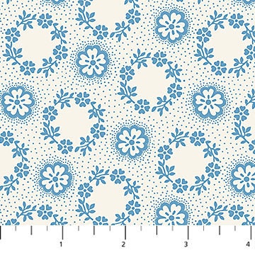 Something Blue Tiles, Northcott TSOME42-10, Blue Green Floral Cotton Quilt Fabric, 10" Inch Precut Fabric Squares