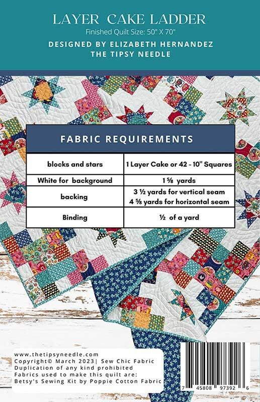 Layer Cake Ladder Quilt Pattern, The Tipsy Needle TTN120, Layer Cake Friendly Quilt Pattern, Stars and Chains Lap Throw Quilt Pattern