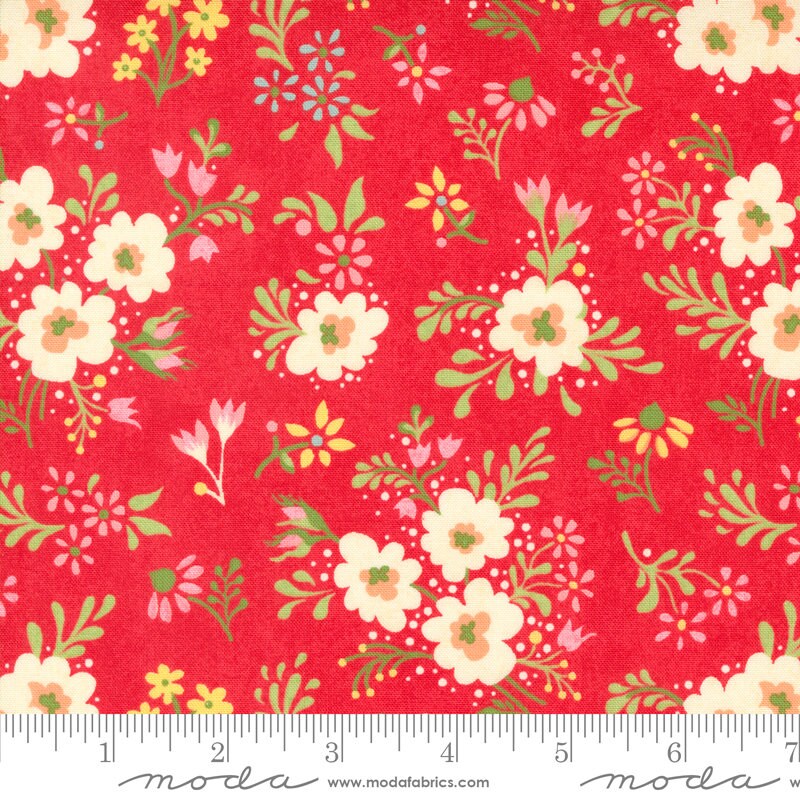 Fruit Loop Layer Cake, Moda 30730LC, Bright Fruit Apples Floral Layer Cake Fabric, 10" Inch Precut Fabric Squares, BasicGrey