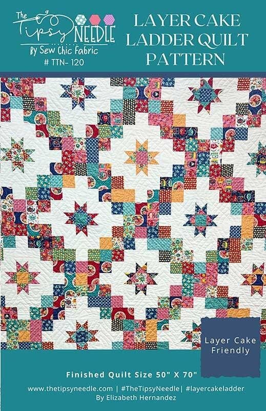 Layer Cake Ladder Quilt Pattern, The Tipsy Needle TTN120, Layer Cake Friendly Quilt Pattern, Stars and Chains Lap Throw Quilt Pattern