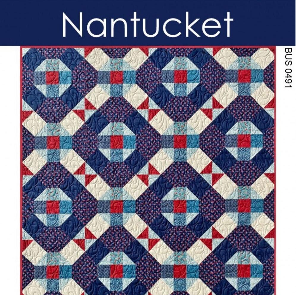 Nantucket Quilt Pattern, Busy Hands Quilts BUS0491, Yardage Friendly Baby Lap Throw Twin Queen King Bed Quilt Pattern