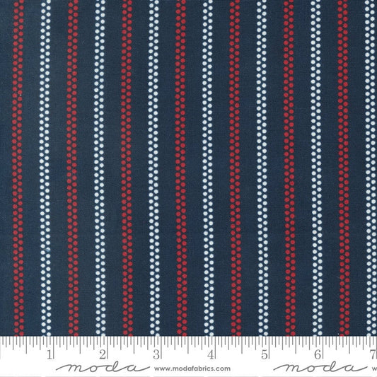 American Gatherings II - Navy Red White Patriotic Striped Fabric Fabric, Moda 49244 14 Navy, Primitive Gatherings, By the Yard
