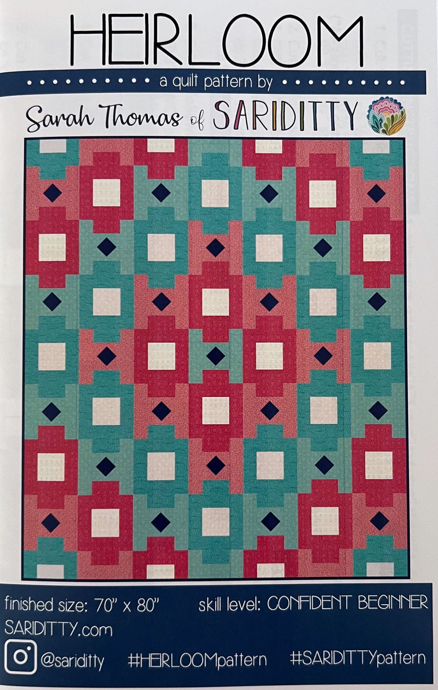 Heirloom Quilt Pattern, Sariditty SD003, Yardage Friendly, Modern Ikat Design Throw Quilt Pattern, Sarah Thomas