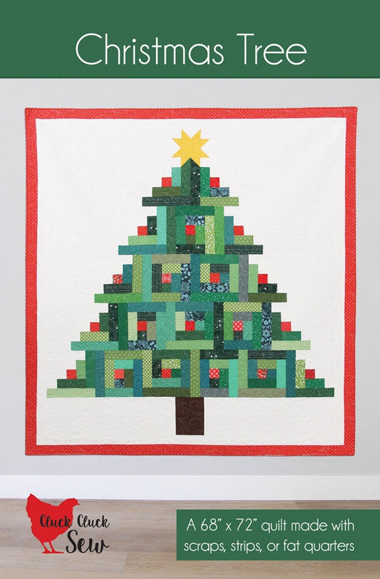 Christmas Tree Quilt Pattern, Cluck Cluck Sew CCS213, Jelly Roll Strips Scraps Fat Quarter FQ Friendly Log Cabin Christmas Xmas Tree Quilt