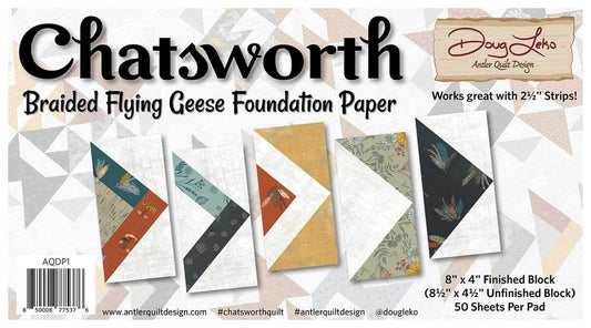 Chatsworth Braided Flying Geese Foundation Papers, Antler Quilt Design AQDP1, Foundation Paper Piecing, Doug Leko