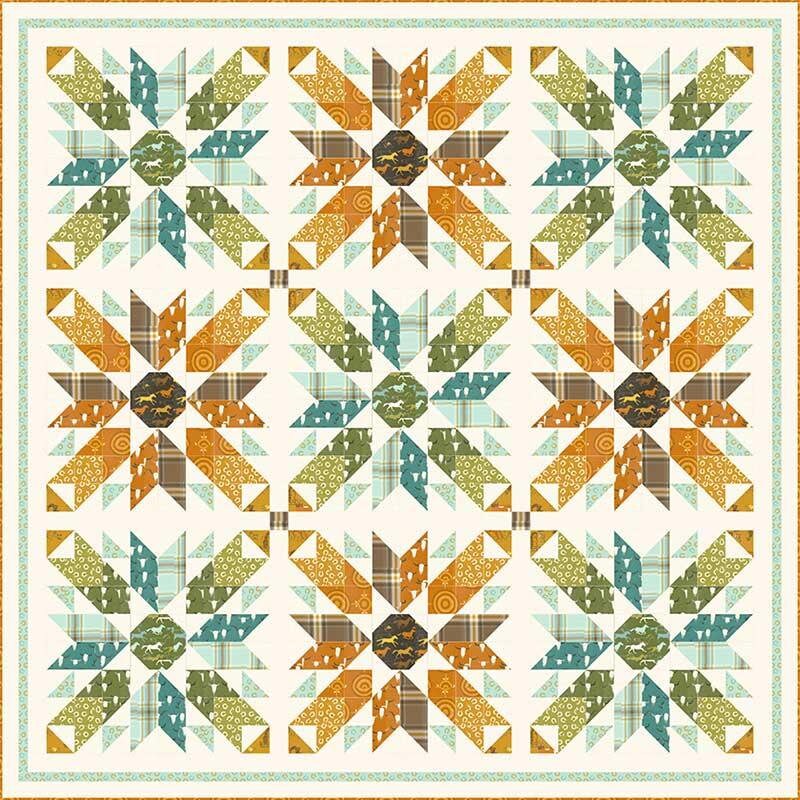 Bohemian Western Quilt Pattern, Stacy Iest Hsu SIH089, Yardage Friendly Square Star Throw Quilt Pattern