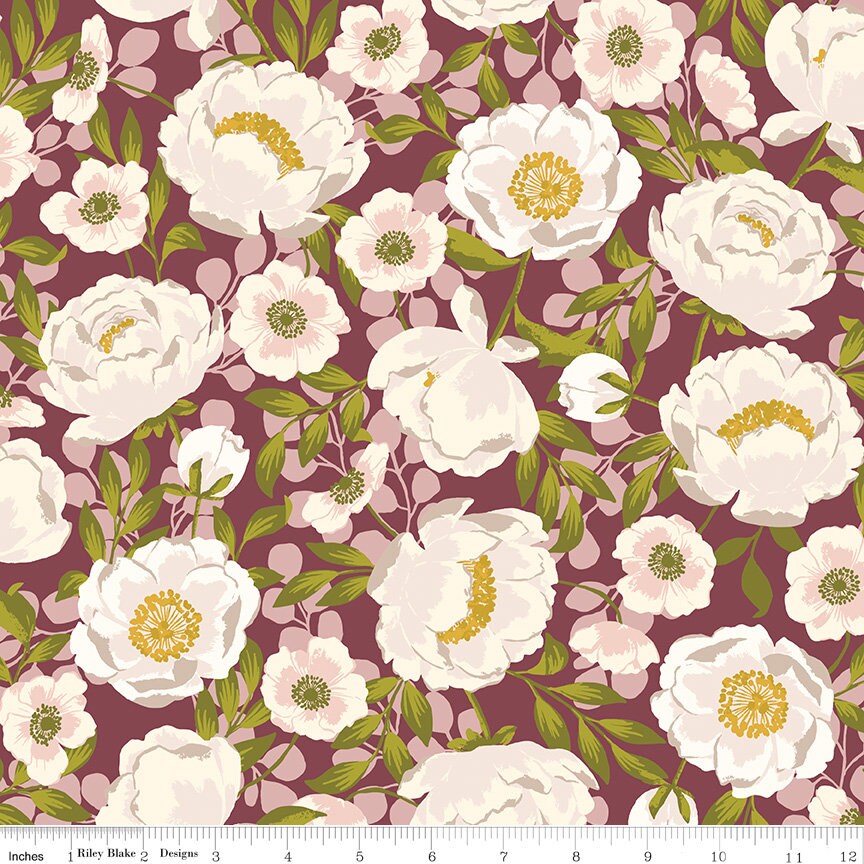 Blossom Lane 5" Stacker, Riley Blake 5-14000-42, Floral Home Precut Quilt Fabric Squares, Katherine Lenius