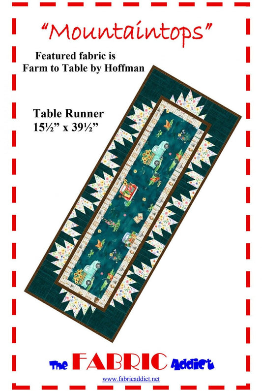 Mountaintops Quilt Pattern, FAMT23, Yardage Friendly Table Runner Quilt Pattern, Karen Schindler Bialik, The Fabric Addict