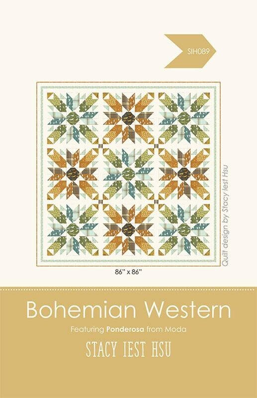 Bohemian Western Quilt Pattern, Stacy Iest Hsu SIH089, Yardage Friendly Square Star Throw Quilt Pattern