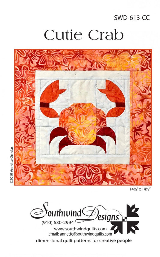 Cutie Crab Quilt Pattern, Southwind Designs SWD613CC, Easy Crab Table Topper Runner Wall Quilt Pattern