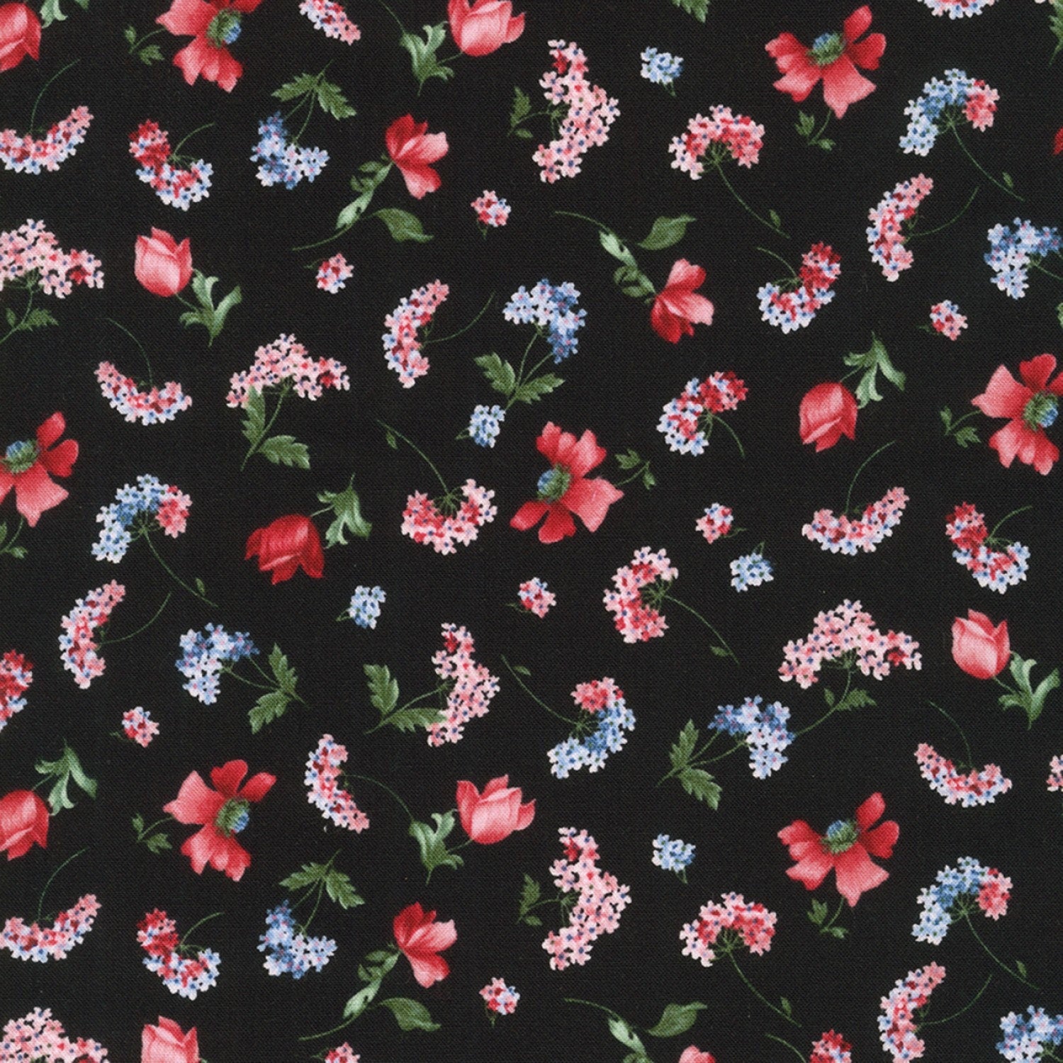 Softly Charm Squares, Robert Kaufman CHS-1158-42, 5" Inch Precut Fabric Squares, Red Pink Black Green Blue Floral Quilt Fabric, Beaves